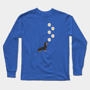 Dachshund Dog with Daisy Flower Long Sleeve T-Shirt